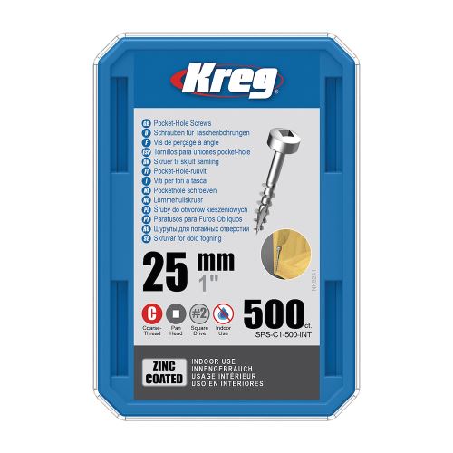 Kreg Zinc Pan-Head Šrouby pro skryté spoje - 25 mm, hrubý závit, 500 ks