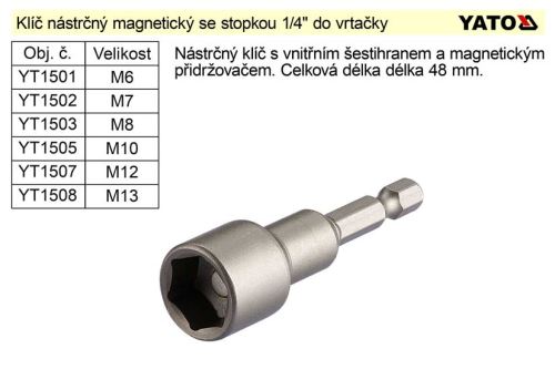 Klíč nástavec nástrčný M7 magnetický se stopkou 1/4" do vrtačky