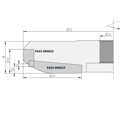 Profilový nůž pro F633, 59x12x1,5 horní braní