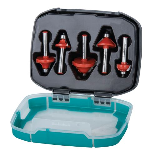 Wolfcraft Sada 5 HM-profilových fréz stopka 8mm k horní fréze -plast.box 8754000