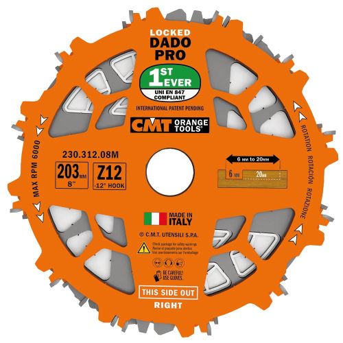 CMT Sada drážkovacích kotoučů DADO PRO - D203x6,2-20 d30 Z12 HW