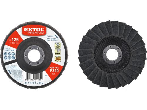 EXTOL PREMIUM  Brusný kotouč lamelový z karbidového rouna, 125mm, P320-jemný