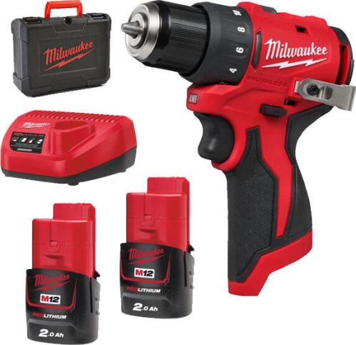 MILWAUKEE M12BLDDRC-202C aku vrtací šroubovák M12 2x2Ah baterie v kufru 4933499686
