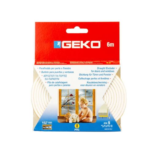 GEKO  Těsnění do oken samolepící páska PVC 9x3mm/ 6m - bílé