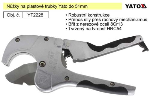 YATO Nůžky na plastové trubky do průměru 51 mm