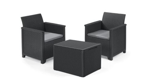 KETER ELODIE balkonová sada zahradního nábytku šedá - 2 křesla + stolek 17212108939