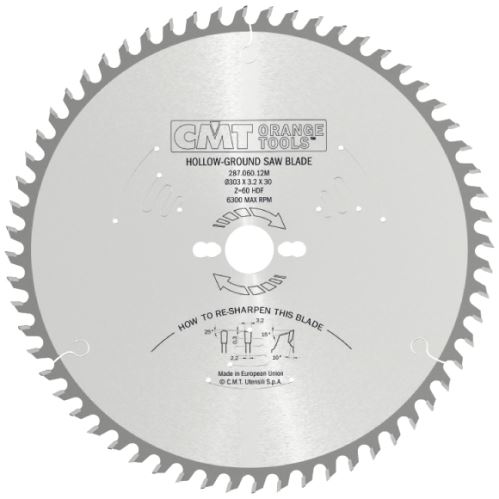 CMT Industrial C287 Pilový kotouč na lamino bez předřezu - D220x3,2 d30 Z42 HW -6°Neg