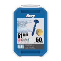 Kreg Blue-Kote Maxi-Loc Šrouby pro skryté spoje - 51 mm, hrubý závit, 50 ks SML-C2B-50-INT Kreg Blue-Kote Maxi-Loc Šrouby pro skryté spoje - 51 mm, hrubý závit, 50 ks SML-C2B-50-INT
