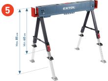 EXTOL PREMIUM  koza stavební skládací 1kus, nosnost 550kg, výška 60-85cm 8859999 (6)