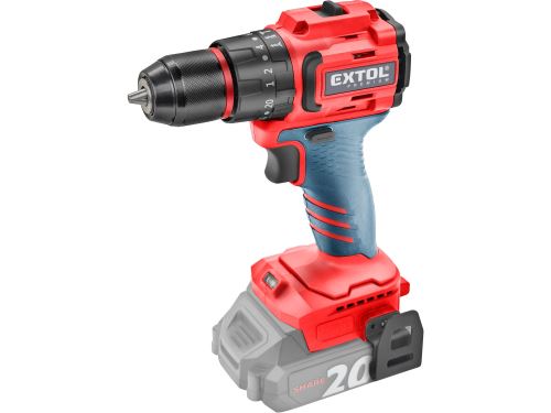 EXTOL PREMIUM  vrtací šroubovák aku s příklepem SHARE20V, BRUSHLESS, bez baterie