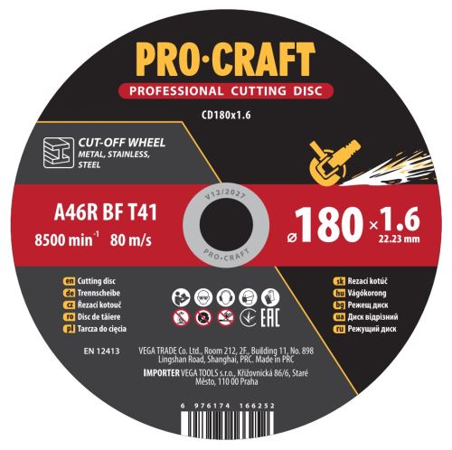 Řezný kotouč Procraft CD180x1.6