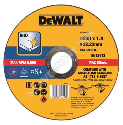 DEWALT DT43909 Řezný kotouč na kov a nerez   230 x 1,9 mm