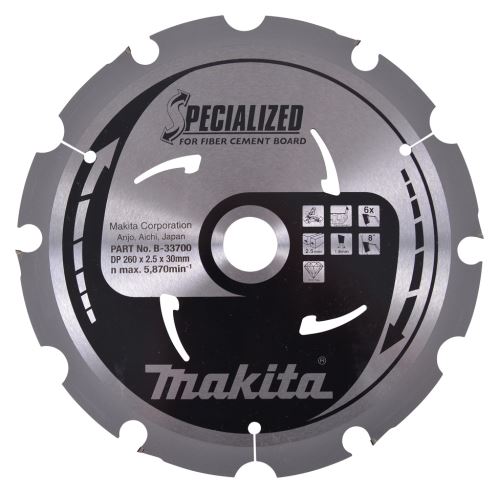 MAKITA kotouč pilový PCD na vláknocementové desky 260x30mm 6Z
