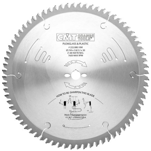 CMT Pilový kotouč pro plovoucí podlahy, PVC, plexi - D300x2,8 d30 Z96 HW