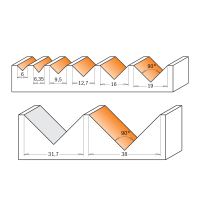 CMT C915 Fréza na V drážku 90° - D38x19 90° S=8 HW (2)