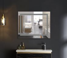 Koupelnové zrcadlo s LED osvětlením, protizamlžovací funkcí, regulací jasu a hodinkami, MR02-80×80 W (2)