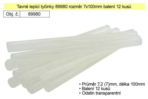 FESTA  Tyčinky tavné transparentní průměr 7.20 mm, délka 100 mm, sada 12 kusů
