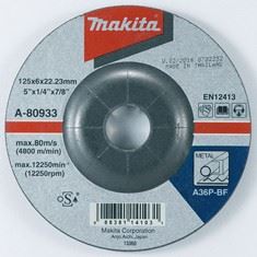 MAKITA brusný kotouč 125x6x22 ocel, A-80933