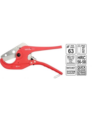YATO YT-22312 řezač, nůžky na PVC trubky 63mm