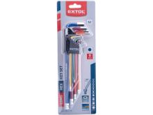 FORTUM EXTOL PREMIUM L-klíče IMBUS prodloužené barevné, sada 9ks, s kuličkou, 1,5-10mm, S2 (2)