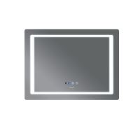 Koupelnové zrcadlo s LED osvětlením, protizamlžovací funkcí, regulací jasu a hodinkami, MR03-80x60 S