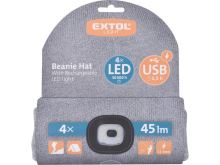 EXTOL LIGHT čepice s čelovkou, nabíjecí, USB, šedá, univerzální velikost  43195 (4)