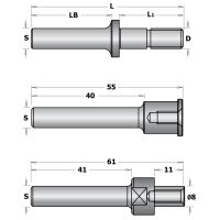 CMT C924 Trn talířové frézy, prodloužené, upnutí šroubem bez ložiska - S=8, L1=40, L86 (2)