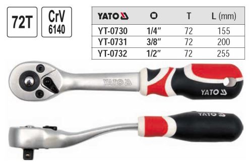 YATO YT-0731  Gola ráčna s páčkou 3/8", vyhnutá