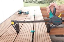 Wolfcraft SET TERASA – viditelné šrouby: svěrka, vrtací přípravek, vrták se záhlubníkem, 5 podložek 6988000 (3)