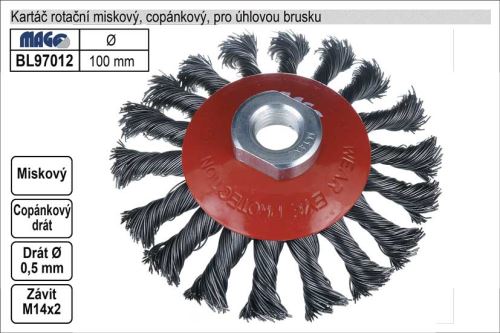 MAGG Kartáč rotační miskový copánkový 100mm BL97012
