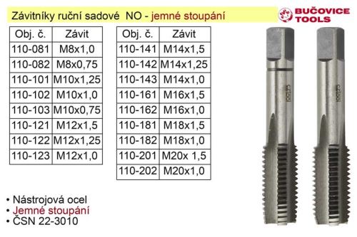 BUČOVICE TOOLS a.s. Závitníky ruční sadové M15x1,5 NO jemný závit