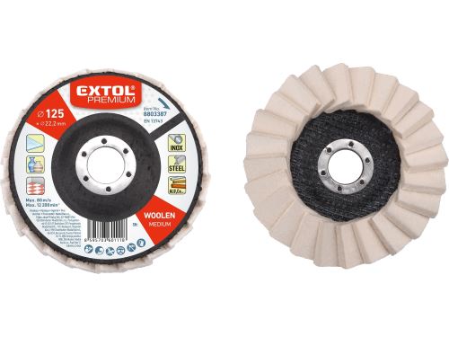 EXTOL PREMIUM kotouč leštící filcový plstěný, lamelový šikmý 125mm