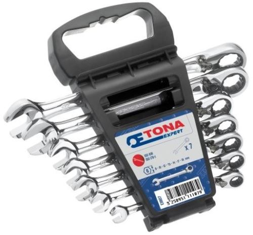 TONA 7-dílná sada ráčnových očkoplochých klíčů 8-19mm Tona Expert E111107
