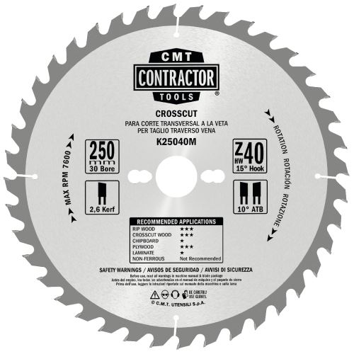 CMT Contractor Pilový kotouč na dřevo, Masterpack - D216x2,4 d30 Z48 HW, 10ks