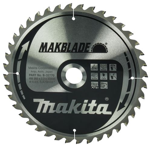 MAKITA kotouč pilový dřevo MAKBLADE 260x2.3x30mm 40Z = old B-08981