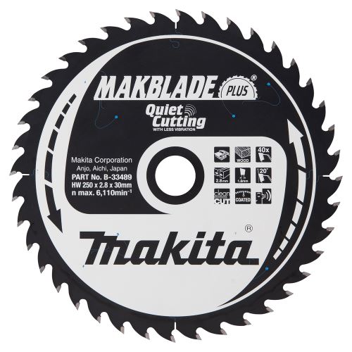 MAKITA kotouč pilový dřevo MAKBLADEplus 250x2.8x30mm 40Z = old B-09818
