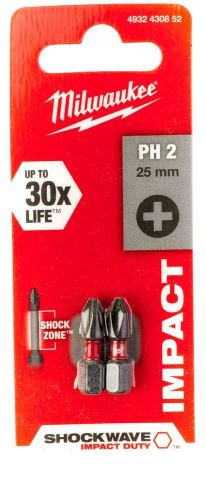 MILWAUKEE Šroubovací bity Shockwave PH2 25 mm- 2ks  4932430852