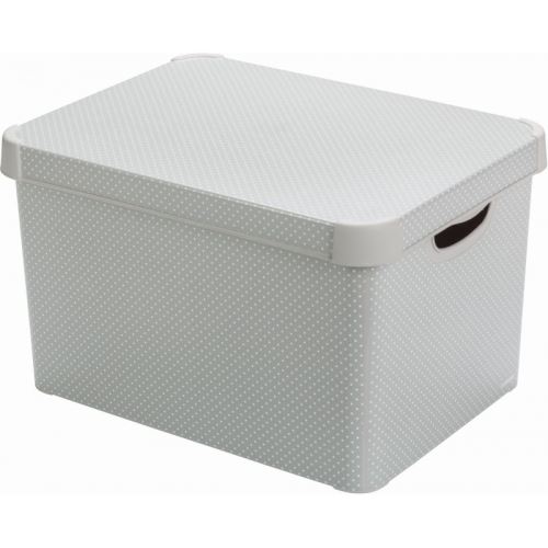 KETER CURVER DOTS L box úložný dekorativní 39,5 x 29,5 x 25 cm šedý s tečkami   04711-F52