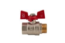 Kulový kohout motýl, červený, KR.218 3/4"FM (3)