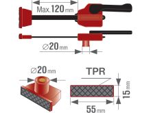 FORTUM  svěrka přítlačná horizontální - k multif. stolůlm s otvory O 20mm, 0-120mm 4759992 (6)